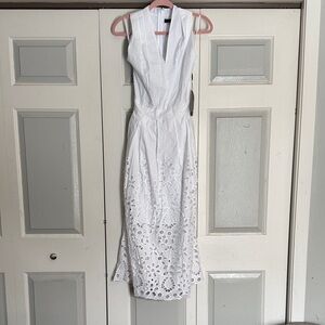 White House Black market eyelet hem midi dress size 8 NWT